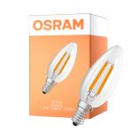 Osram LED Classic E14 Candle Filament Clear 1.2W 255lm - 827 Extra Warm White | Replaces 25W