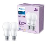 Multipack 2x Philips Bulb LED E27 Pear Frosted 13W 1521lm - 840 Cool White